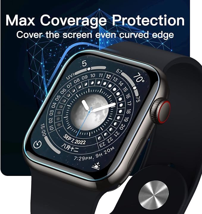 Sounce Screen Guard Protector for Apple Watch Series 9 8 7 Screen Protective Guard with Edge to Edge Full Screen Coverage Compatible with iWatch 45mm - Transparent