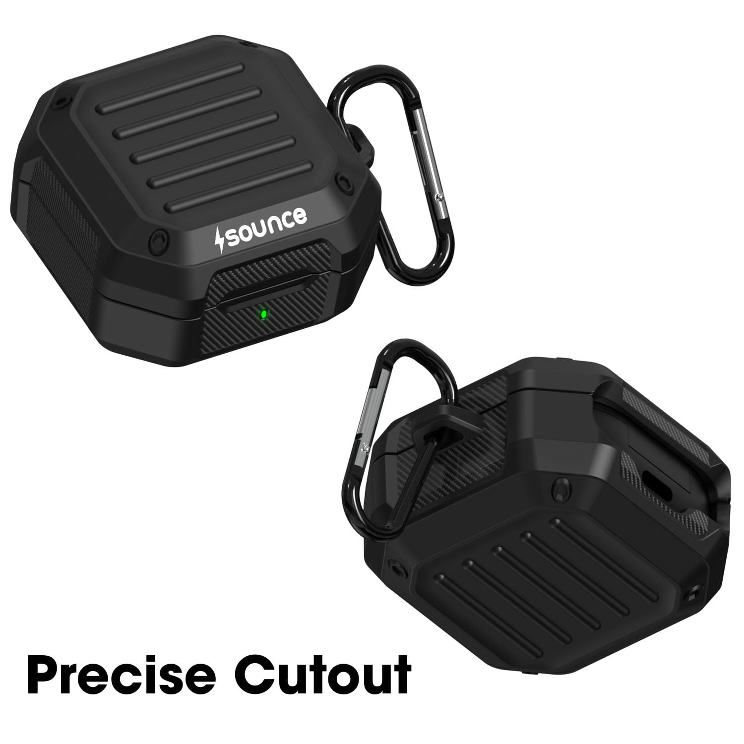 Sounce Tough Case Compatible with Samsung Galaxy Buds Live/Buds Pro/Buds 2 Pro Case with Carabiner, Rugged Protective Cover, Scratch Resistant, Drop Protection, Shock Armor Series - Armour