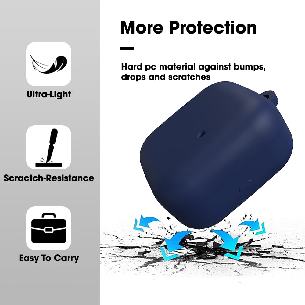 Sounce Earphone Case Cover Compatible for Realme 3s Buds, Soft Silicone Skin Case Cover Shock-Absorbing Protective Case with Keychain [Front LED Visible] (Blue)