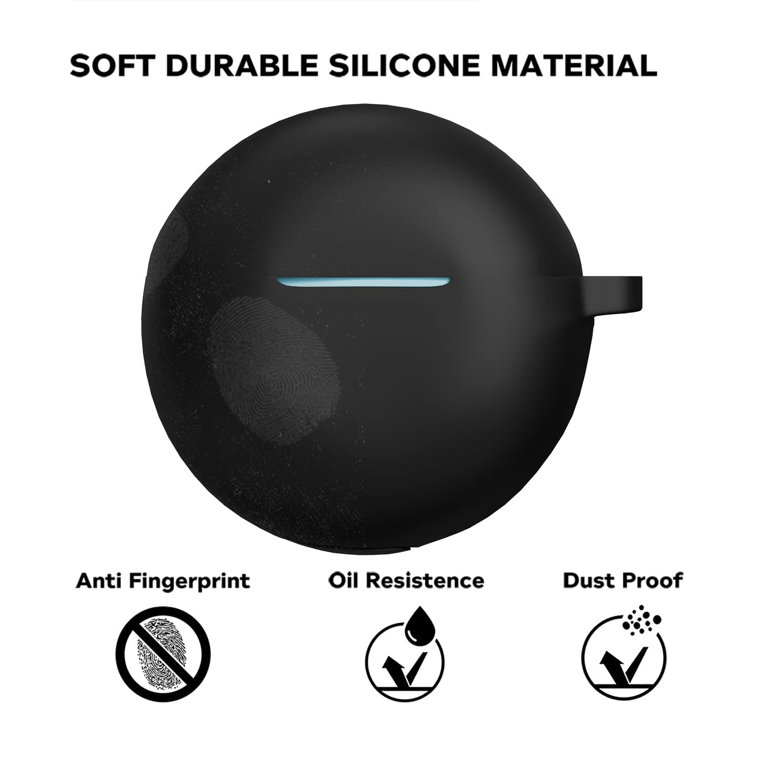Sounce Portable Silicone Case Cover Scratch-Resistant, Non-Slip Grip, Carabiner Clip Compatible with Keychain for Oppo Enco Buds 2 Full Protection Shockproof Case Cover Anti Fall Anti Dust (Black)