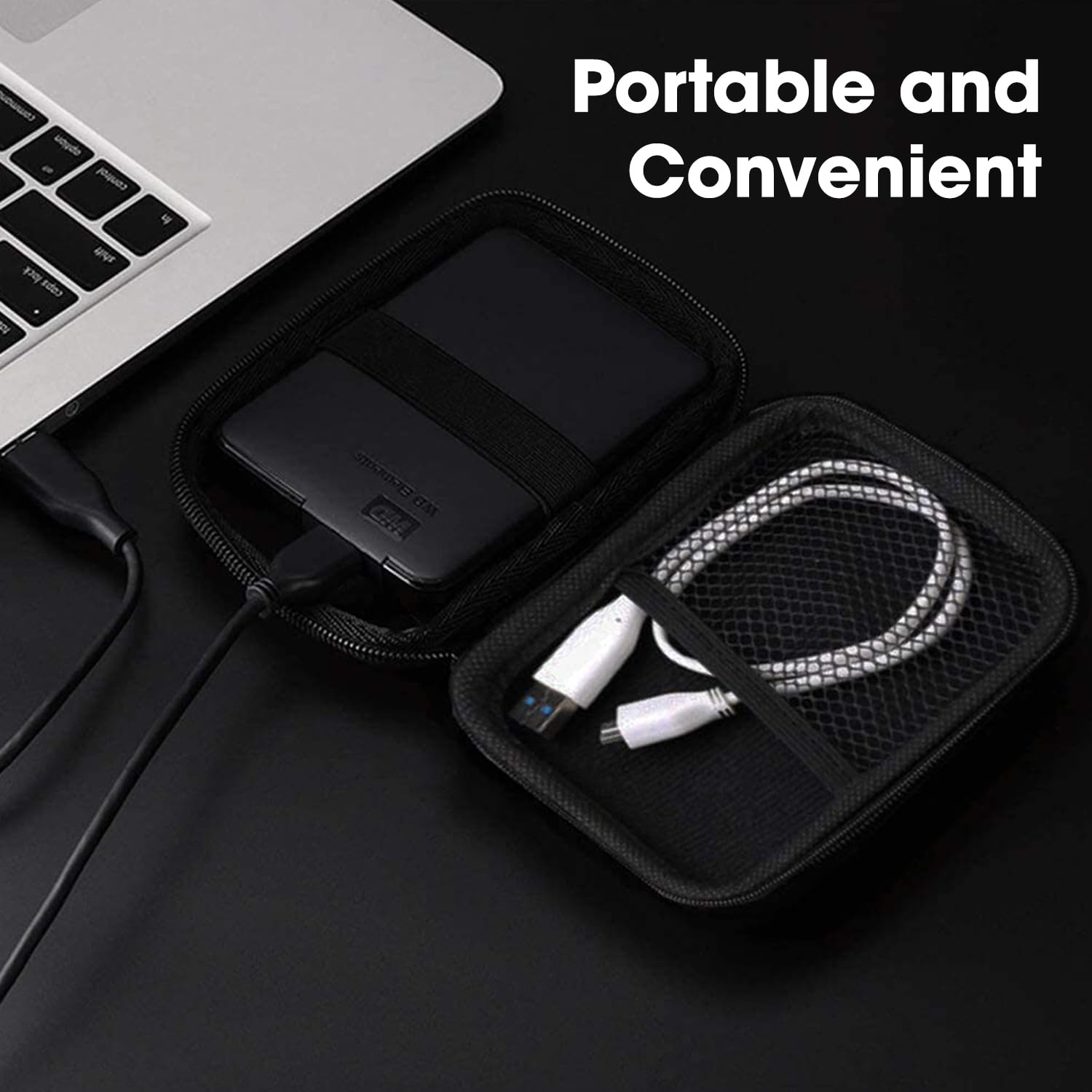 Sounce Rugged Hard Drive Case,6.35cm/2.5-inch, Hard Disk Docking Station, Portable Storage Shell for Hard Disk USB Cable Power Bank Mobile Charger Earphone, Waterproof (Black)