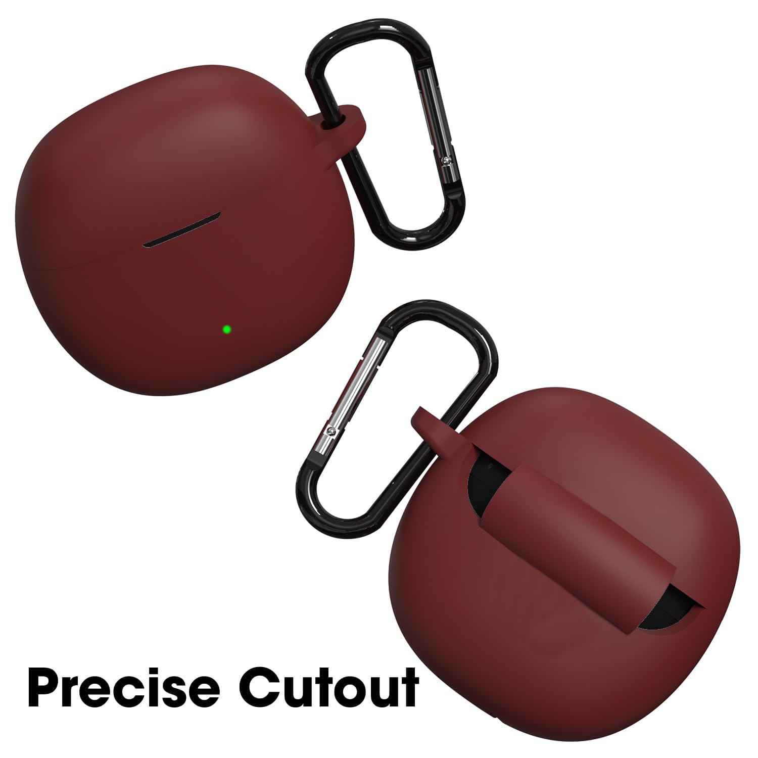 Sounce Portable Silicone Case Scratch-Resistant, 360® Full Protection, Carabiner Clip Compatible with Keychain for Boat Airdopes Atom 81 Full Protection Shockproof Cover Anti Fall Anti Dust (Maroon)