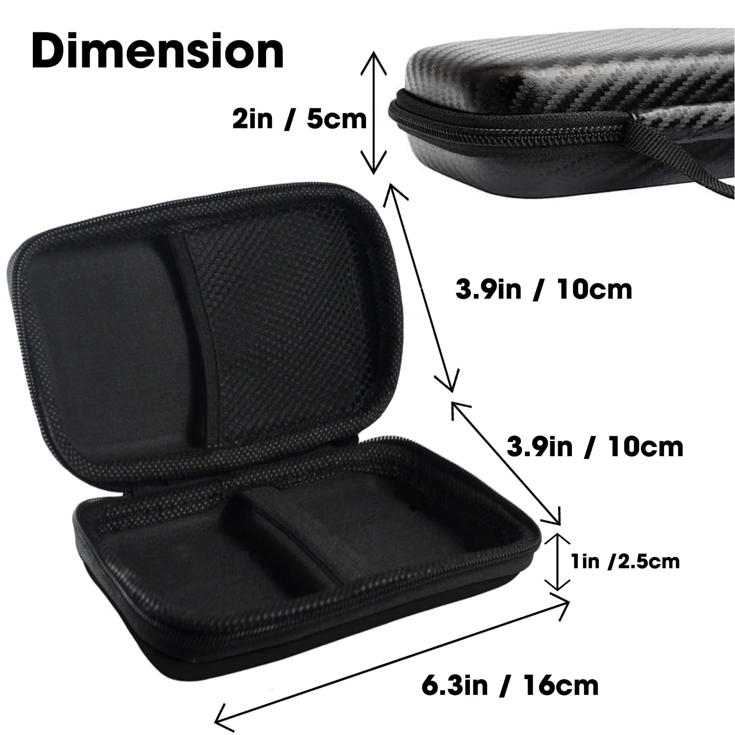 Sounce Rugged Hard Drive Case,6.35cm/2.5-inch, Hard Disk Docking Station, Portable Storage Shell for Hard Disk USB Cable Power Bank Mobile Charger Earphone, Waterproof (Black)