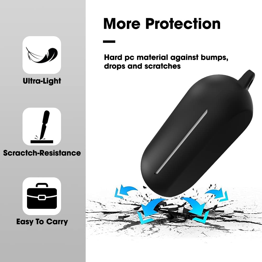 Sounce Portable Silicone Case Cover Scratch-Resistant, Non-Slip Grip, Carabiner Clip Compatible with Keychain for Sony C500 TWS Case Full Protection Shockproof Case Cover Anti Fall Anti Dust (Black)