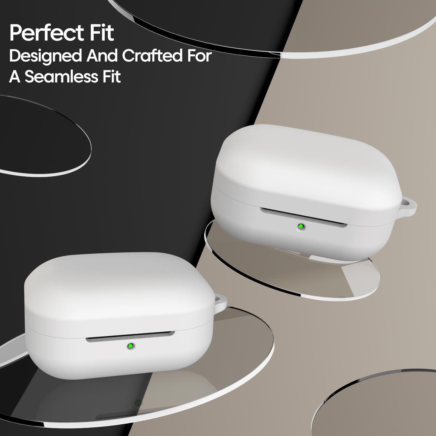 Sounce Silicone Case Cover for Noise Buds N1 Pro, Portable Non-Slip Grip & Scratch-Resistant Protector with Carabiner Clip Full Protection Water Resistant, Shockproof Cover - White