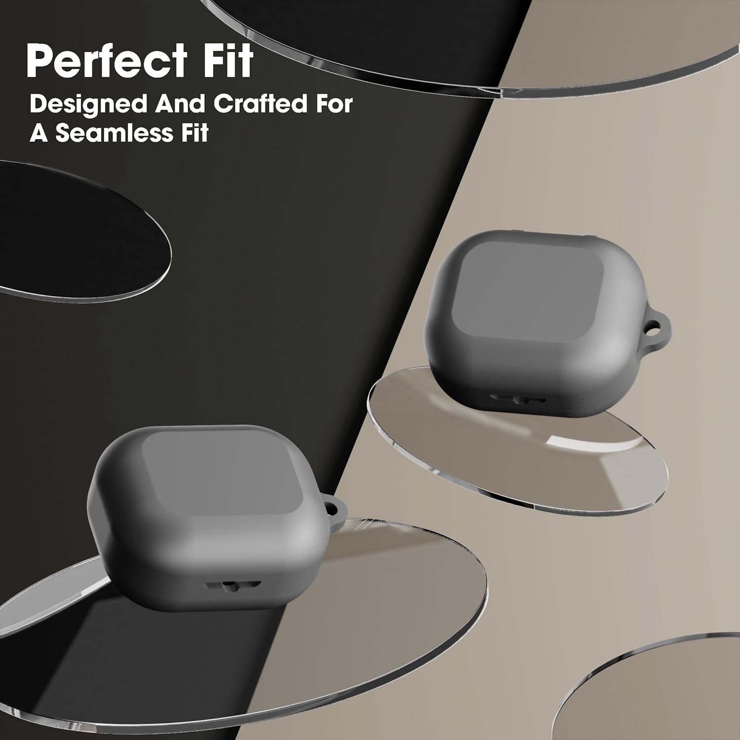 Sounce Silicone Case Cover for Noise Buds N1, Portable Non-Slip Grip & Scratch-Resistant Protector with Carabiner Clip Full Protection Water Resistant, Shockproof Cover - Grey