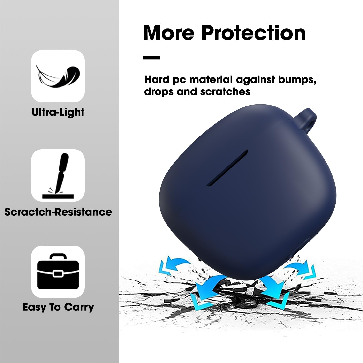 Sounce Earphone Case Cover Compatible for Boat Airdopes 113, Soft Silicone Skin Case Cover Shock-Absorbing Protective Case with Keychain [Front LED Visible](Blue)