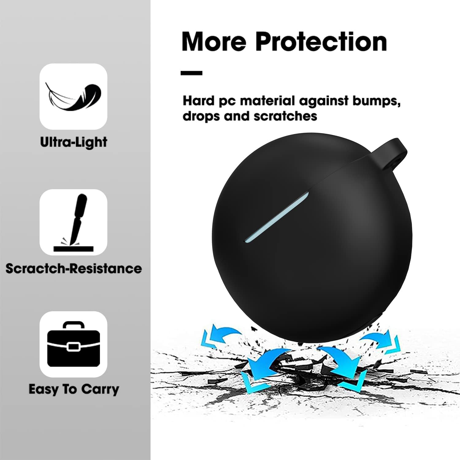 Sounce Portable Silicone Case Cover Scratch-Resistant, Non-Slip Grip, Carabiner Clip Compatible with Keychain for Oppo Enco Buds 2 Full Protection Shockproof Case Cover Anti Fall Anti Dust (Black)