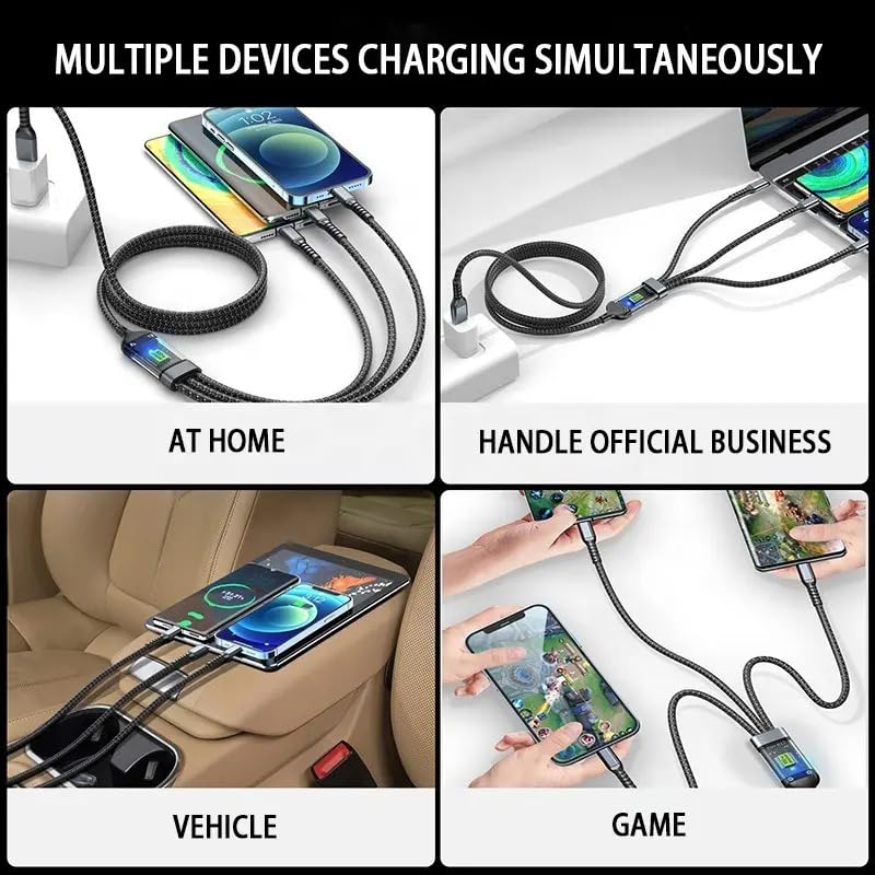 Sounce 120W 3-in-1 USB Fast Charging Cable | 6A Output | USB 3.0 with Type-C, Micro USB & Lightning Connectors | 1.2m Long | High-Speed Data Transfer for Phones, Tablets & Laptops