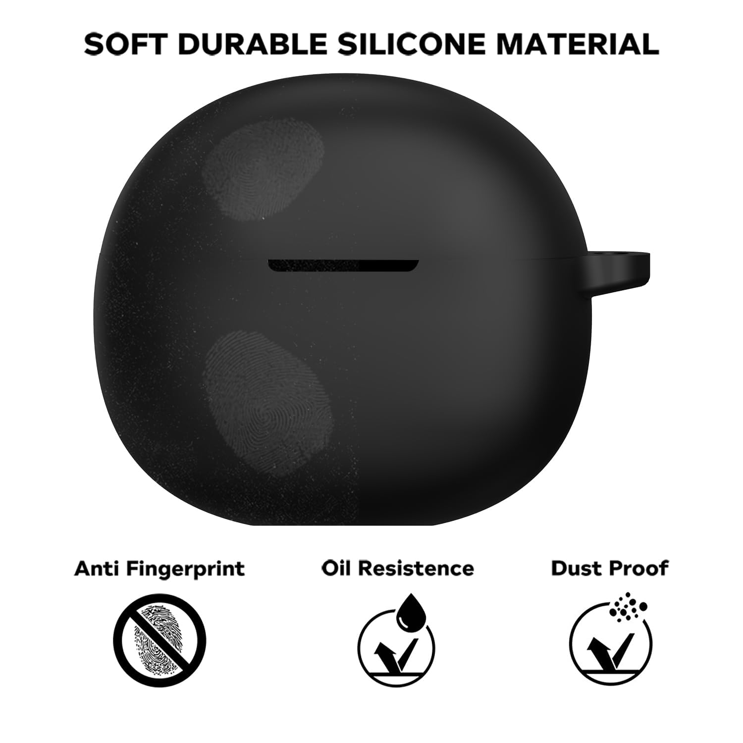 Sounce Soft Silicone Case Cover for Boat 141 Pro, Scratch-Resistant, Non-Slip Grip with Carabiner Clip Keychain, Full Protection, Water Resistant Shockproof Case Anti Fall Anti Dust - Black
