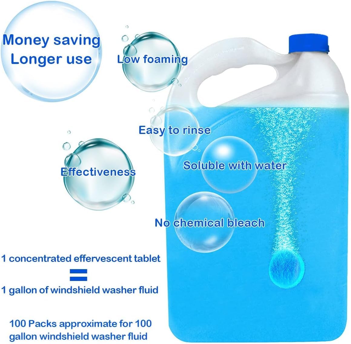 Sounce Car Accessories in 10PCS/1Set Car Wiper Cleaning Detergent Effervescent Tablets Washer Auto Windshield Cleaner Liquid Fluid Glass Wash Cleaning Tablets for Car Home Office Glass Window Washing