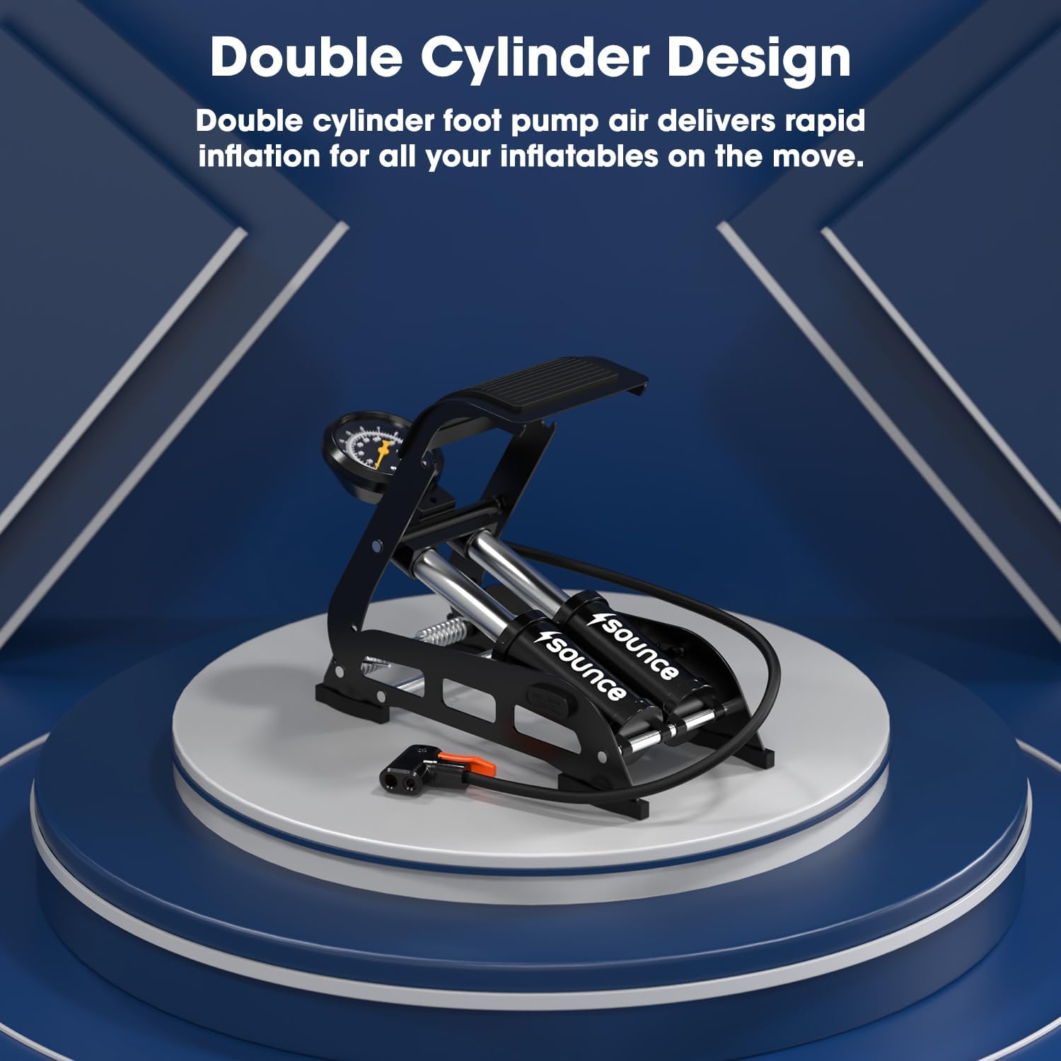 Sounce Floor Cycle Pump with 160 Psi Double Cylinder Portable Foot Pump, Bicycle Pump Portable Air Foot Pump, Tyre Inflator for car Bike and Cycle, Car Air Pump for Tyres