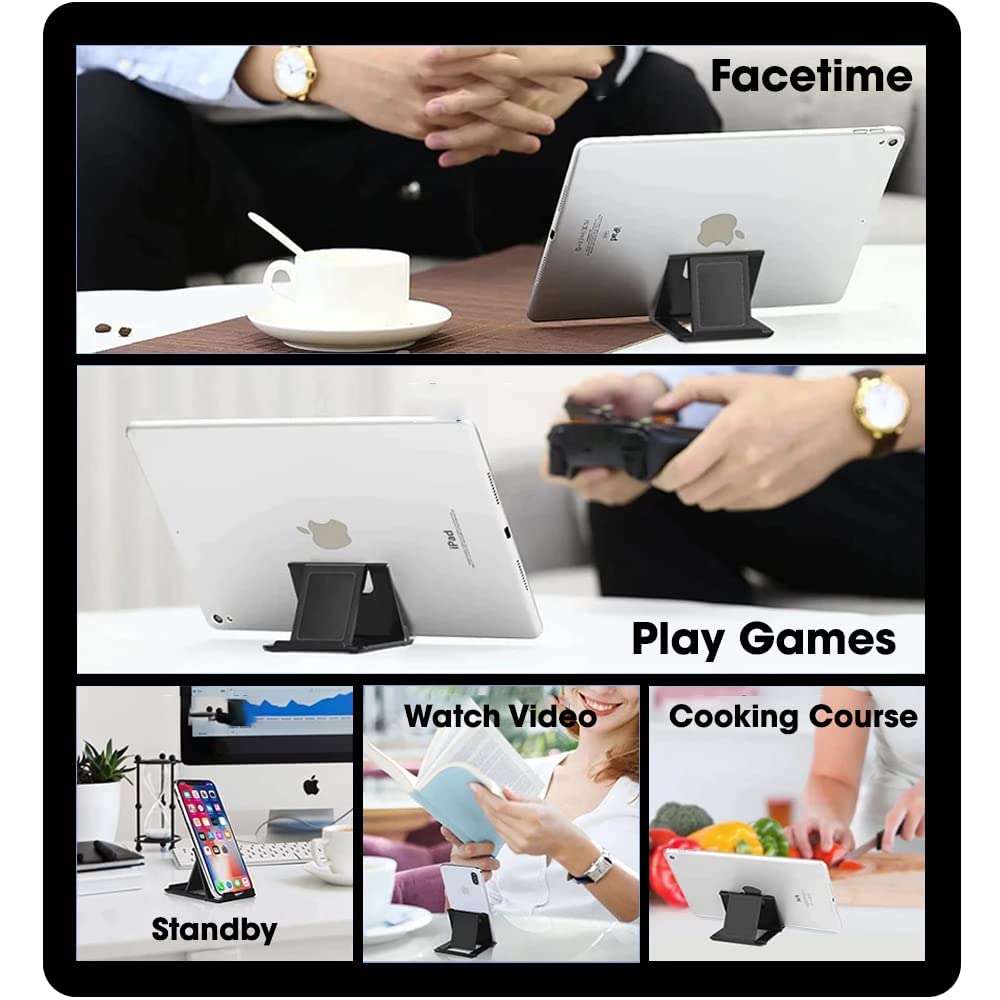 Sounce Indoor Entertainment & Watching a Movie Multi Angle Tablet/Mobile Stand. For iPhone, Android.Portable, Foldable Stand. Perfect for Bed, Office, Home, Gift and Desktop (Pack of 2) (Black - Cyan)