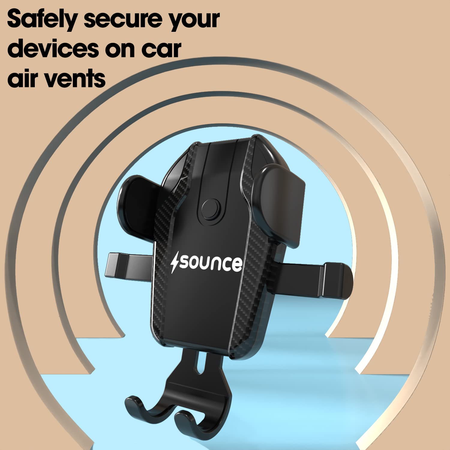 Sounce Universal Car Mobile Holder with One Click Technology, 360° Rotational, Strong ABS Body, Compatible with 4 to 7 Inch Devices, Windshield and Dashboard Mobile Holder Mount for Car(Black)