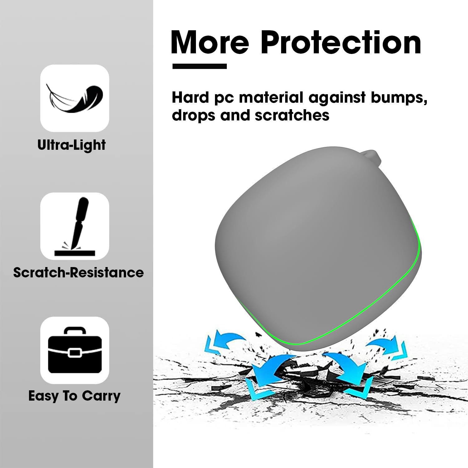 Sounce Earphone Case Cover for Boult Audio Z40 Gaming TWS Soft Silicone Skin Case Cover Shock Absorbing Protective Case with Keychain [Front LED Visible] - Grey