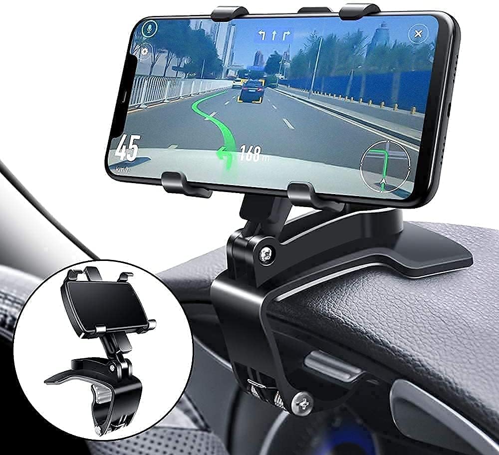 Sounce 360 Rotatable Car Mobile Holder for Dashboard Anti Slip Multifunctional Car Rearview Mirror Phone Holder 360 Degree Car Phone Mount for All Mobile Phones Size Up to 6.5 Inch Black