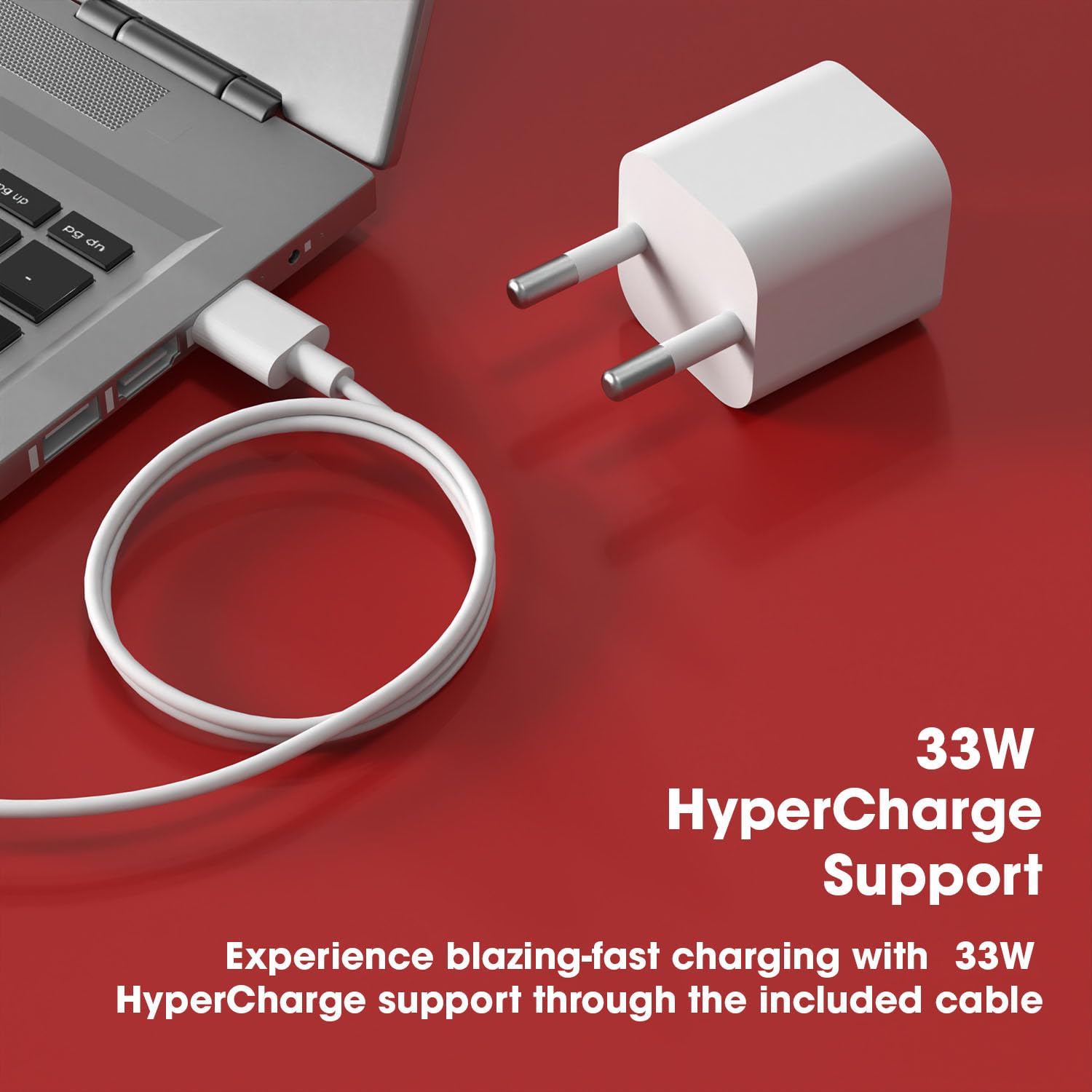 33W USB to Type-C Hypercharge Cable by Sounce | 3A Fast Charging & 480Mbps Sync Cord for Xiaomi, Redmi & Other Type-C Devices – White (1m)