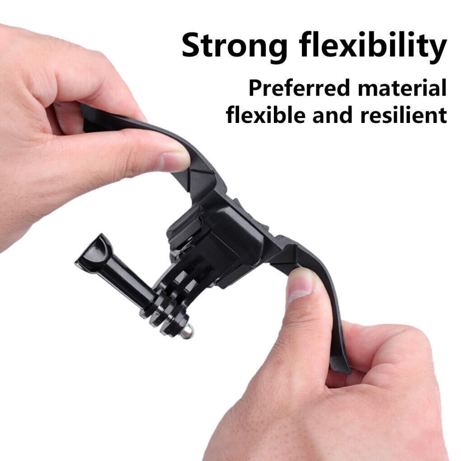 Sounce Action-cam Compatible Chin Mount for Motorcycle with J-Hook and Screw Helmets Secure and Convenient Helmet for GoPro and Action Cameras with Speed 160kmph - Black