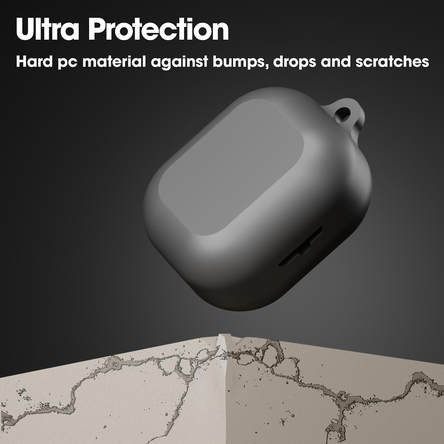 Sounce Silicone Case Cover for Noise Buds N1, Portable Non-Slip Grip & Scratch-Resistant Protector with Carabiner Clip Full Protection Water Resistant, Shockproof Cover - Grey