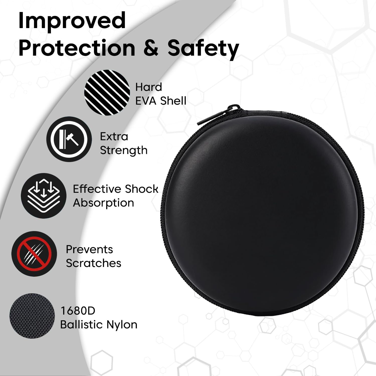 Sounce Multi-Functional Portable Hard Shell Carrying Case for Earphones, Headsets, Pen Drives, SD Cards & Mobile Accessories – Compact Travel Storage Pouch with Shockproof Protection – Black