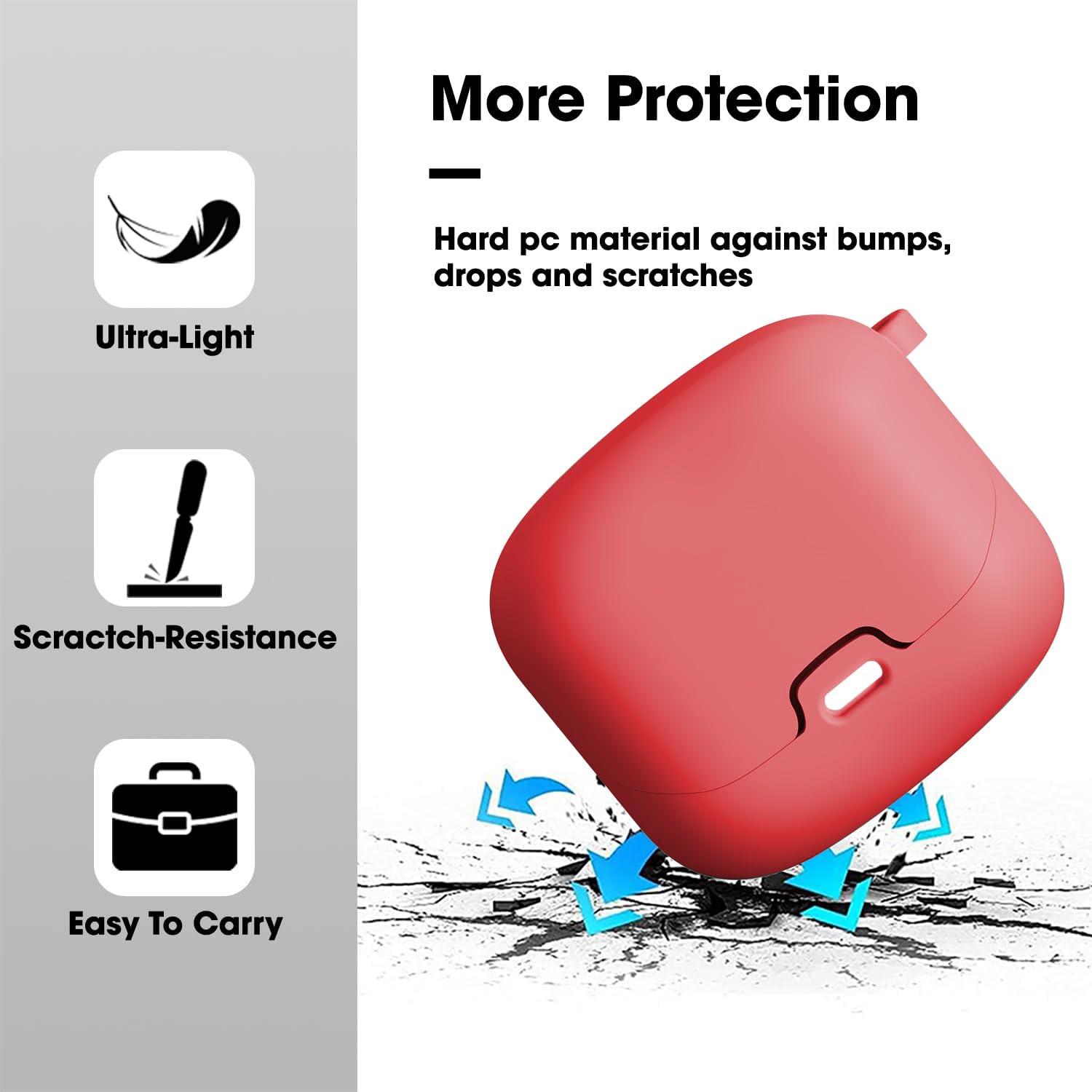 Sounce Earphone Case Cover Compatible for Boult Audio Z40, Soft Silicone Skin Case Cover Shock-Absorbing Protective Case with Keychain [Front LED Visible] (Red)