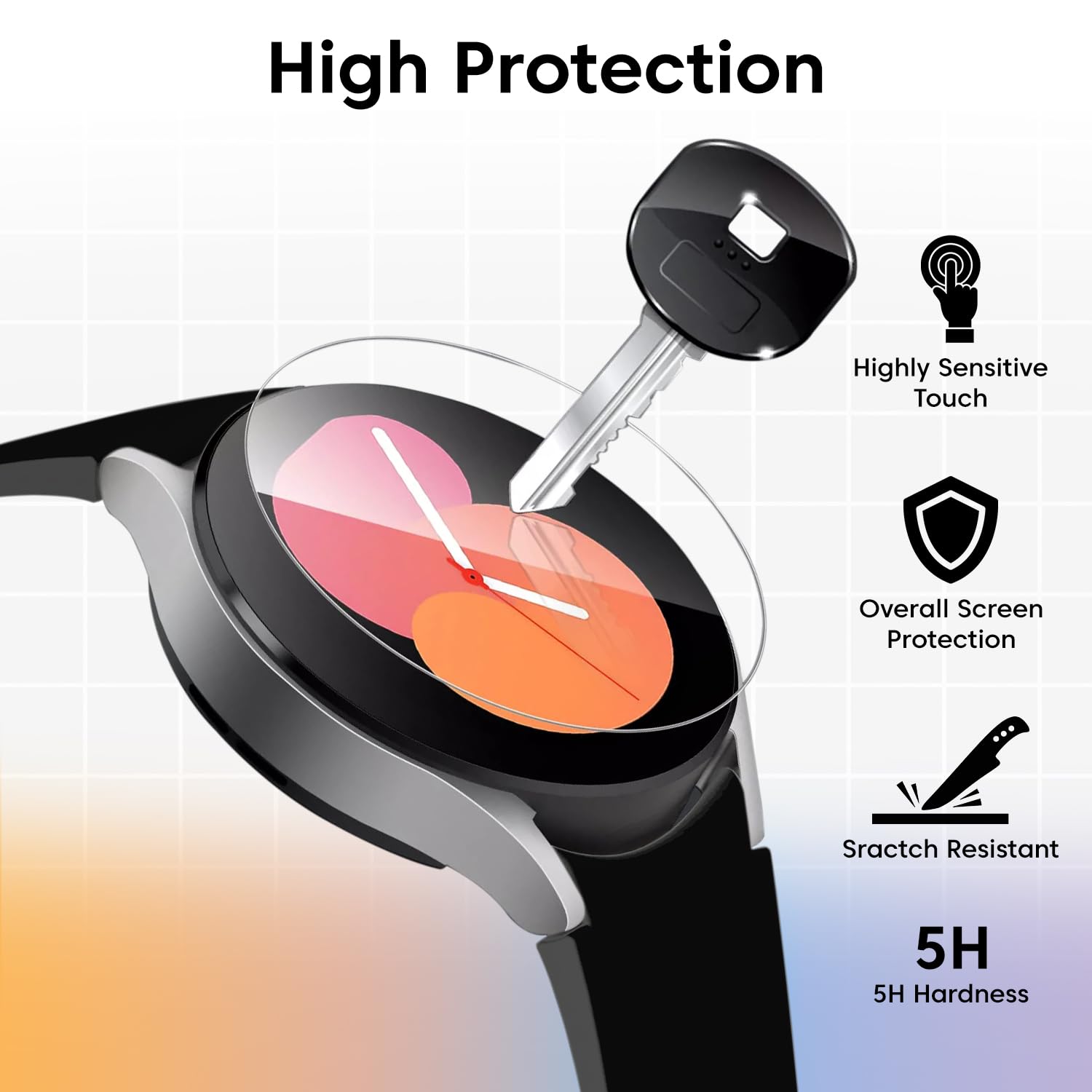 Sounce Tempered Glass Screen Protector for Samsung Galaxy Watch 7 6 5 4 Screen Protective Guard Compatible with 46MM (1.4" inch)