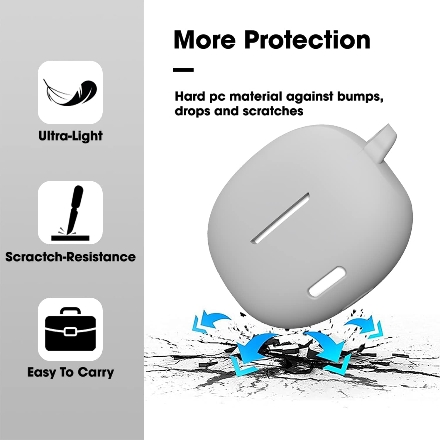 Sounce Earphone Case Cover Compatible for Boat Airdopes 170, Soft Silicone Skin Case Cover Shock-Absorbing Protective Case with Keychain [Front LED Visible] (Grey)