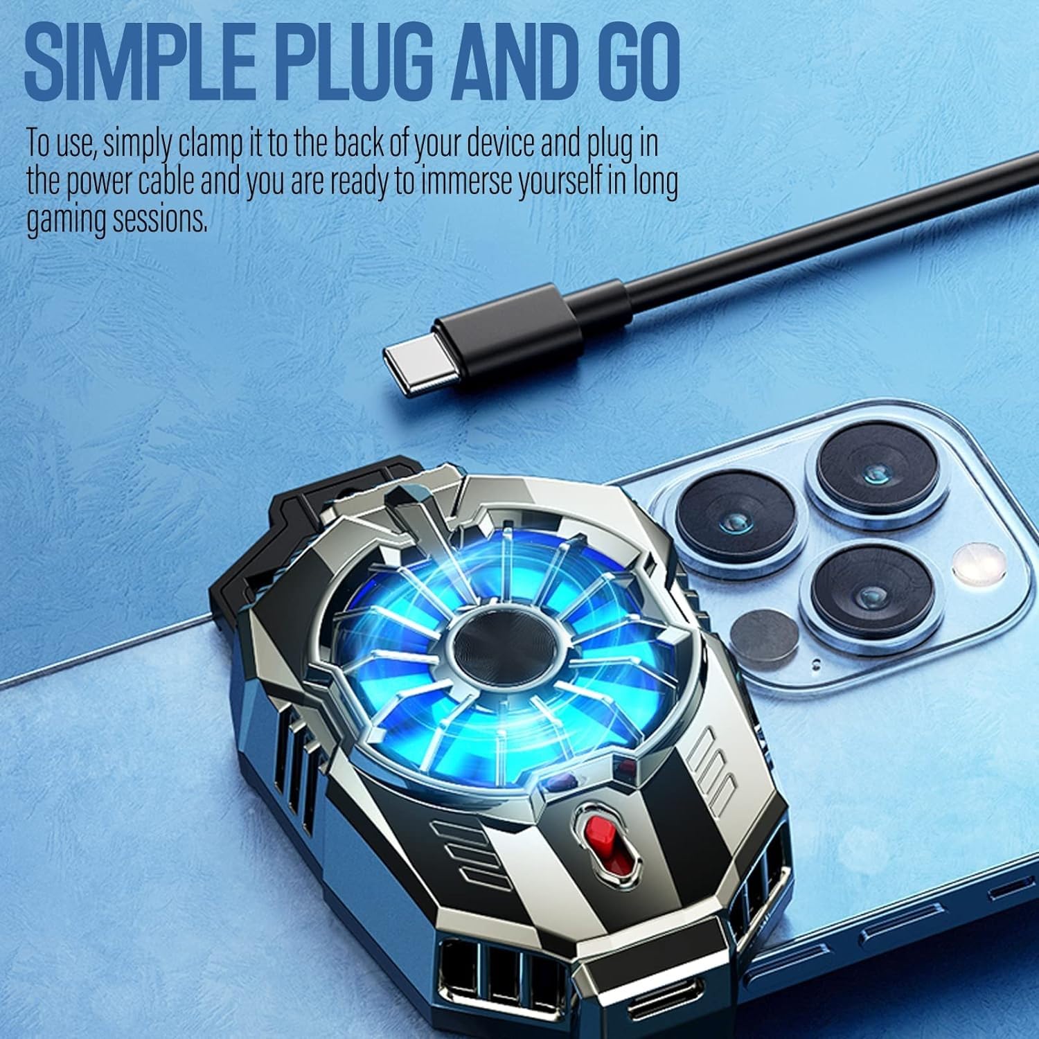 Sounce RGB Phone Cooler Fan – Dual-Speed Gaming Radiator with Semiconductor Cooling for Android & iPhone