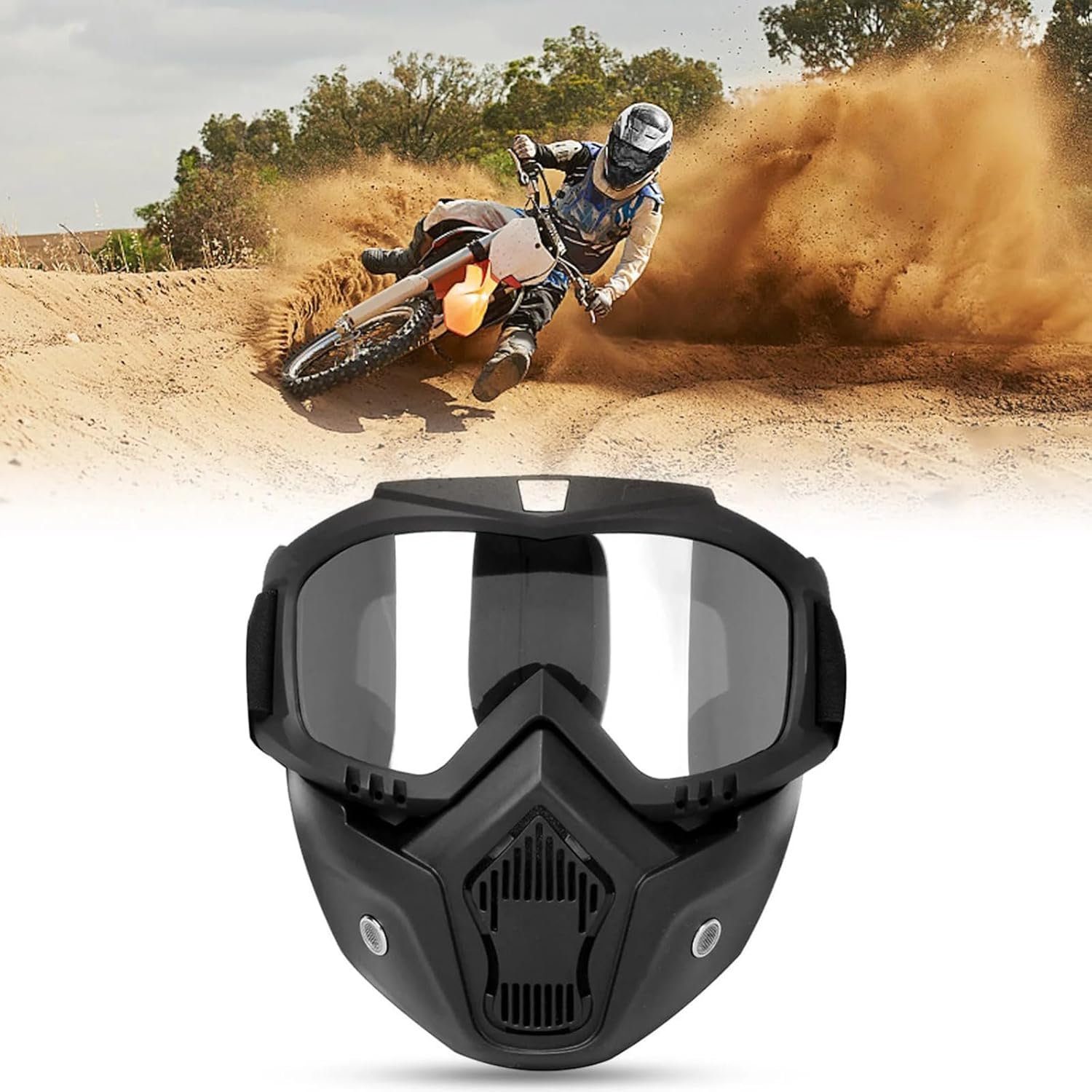 Sounce Anti-Scratch Goggle Bike Mask with UV Protection – Windproof, Detachable Face Shield for Cycling & Outdoor Sports