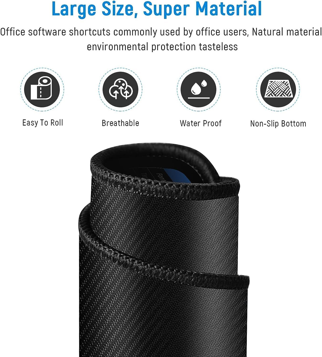 Sounce Mouse Pad Advanced Formula Rubber Extended Gaming Mouse Pad with Smooth Mouse Control Mercerized Surface Anti-fray Edges and Anti Slip Rubber Base Dimensions 800L x 300B x 2H mm (Black)