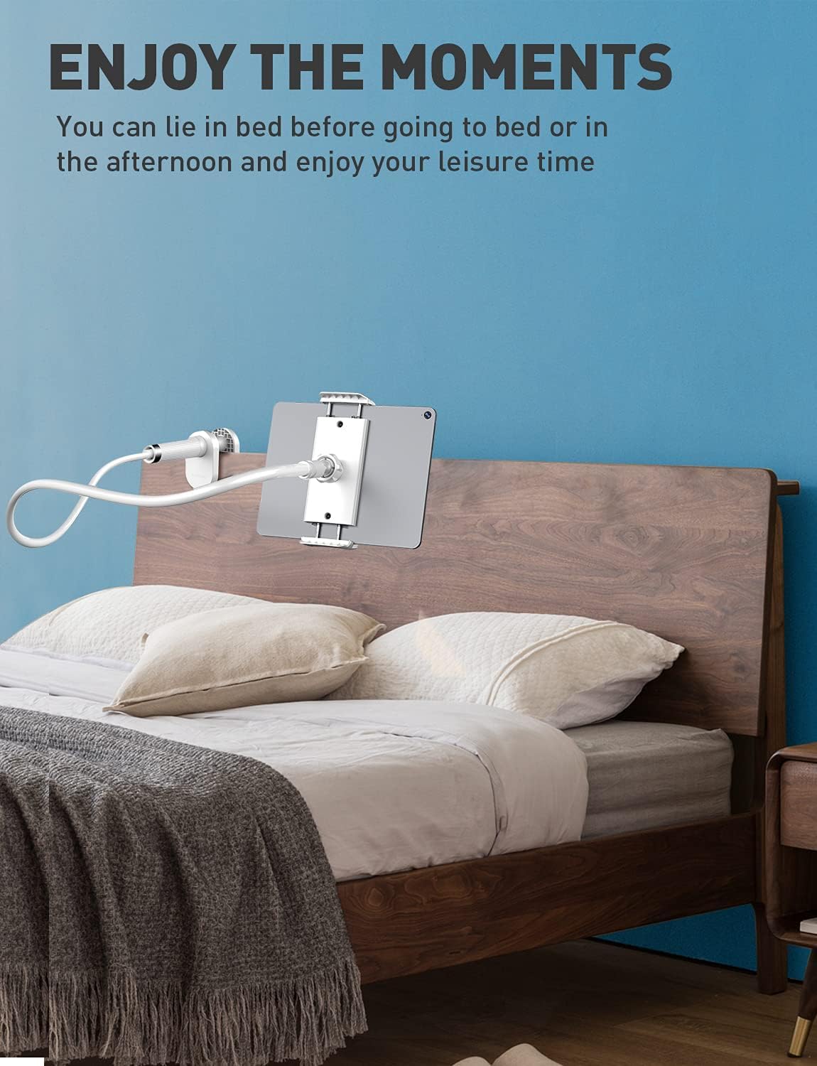 Sounce 360 Adjustable Mobile Phone Holder, Universal Phone Holder Clip Lazy Bracket Flexible Gooseneck Clamp Long Arms Mount for Mobile Tabletop Stand for Bedroom, Office, Home - White