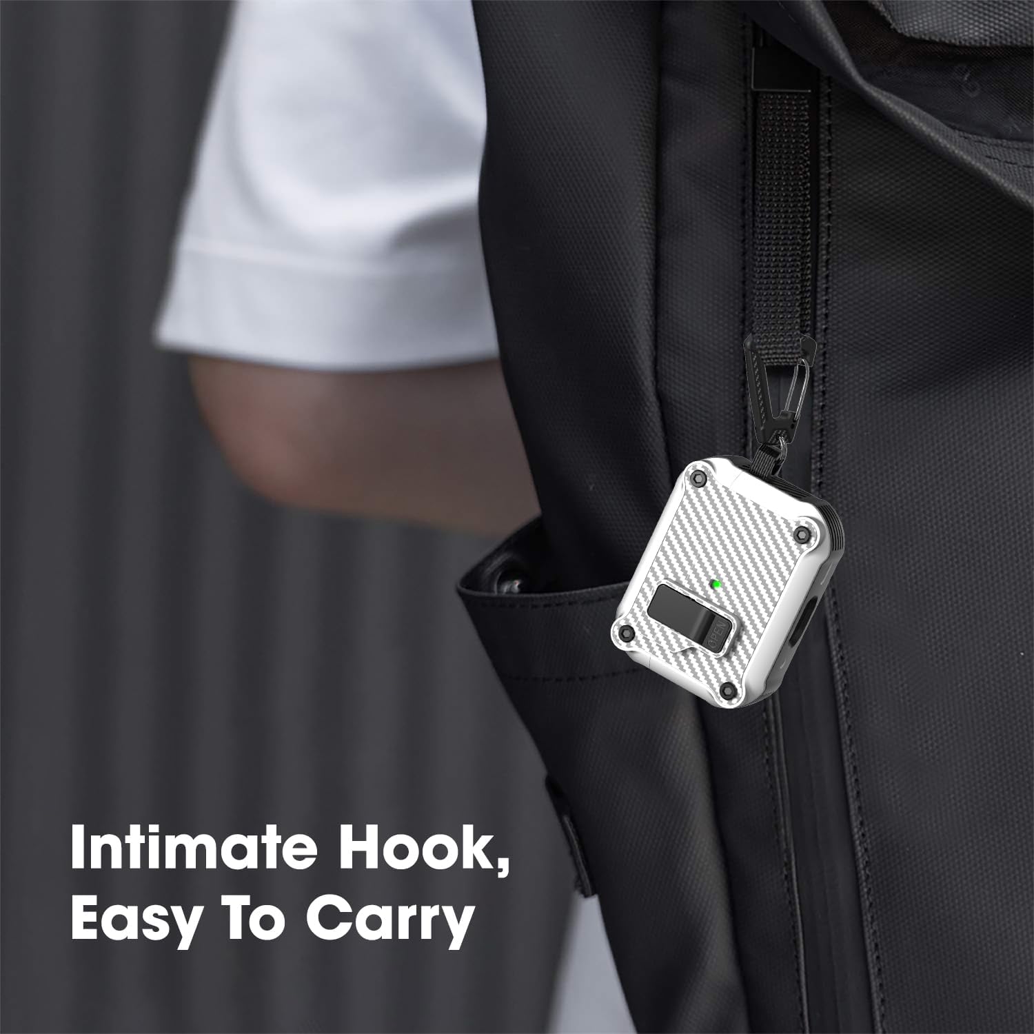 Sounce Tough Case Compatible with Airpods Pro 2 Case Cover with Carabiner, Rugged Protective Cover for Airpods Pro 2nd Generation Case Cover Shock Armor Series [Front LED Visible](White)