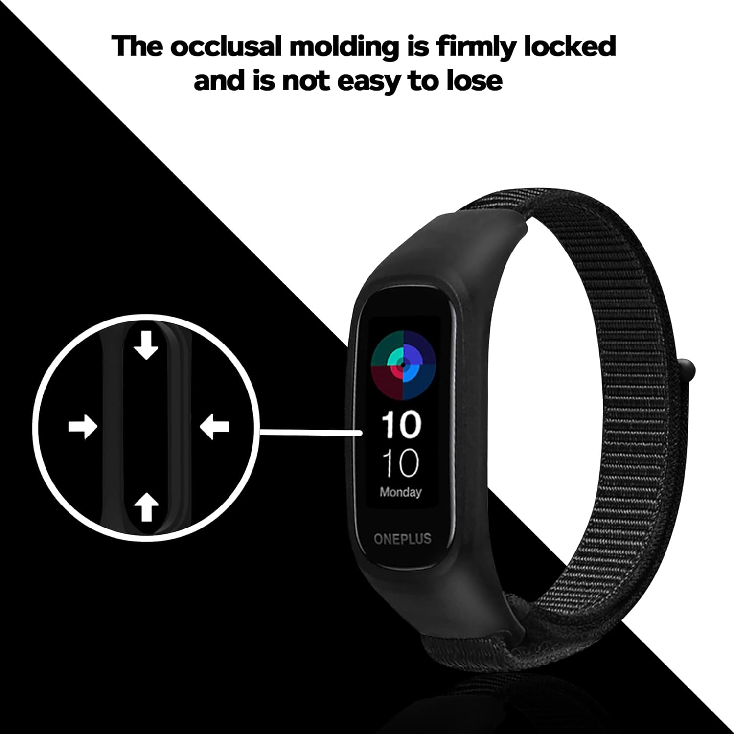 Sounce Black Nylon Adjustable Band Strap Compatible for Oneplus Smart Band & Oppo Smart Band