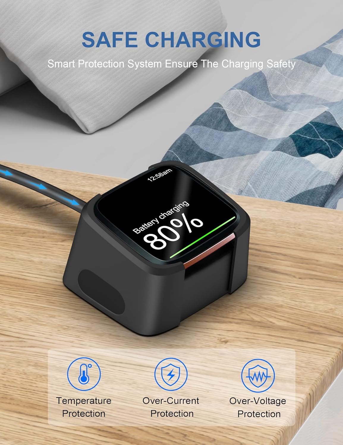 Sounce USB Charging Cable for Fitbit Versa 2 Smart Watch Charger Cord for Fitbit Versa 2 Smart Watch (Not for Versa/Versa Lite), Smartwatch - Black