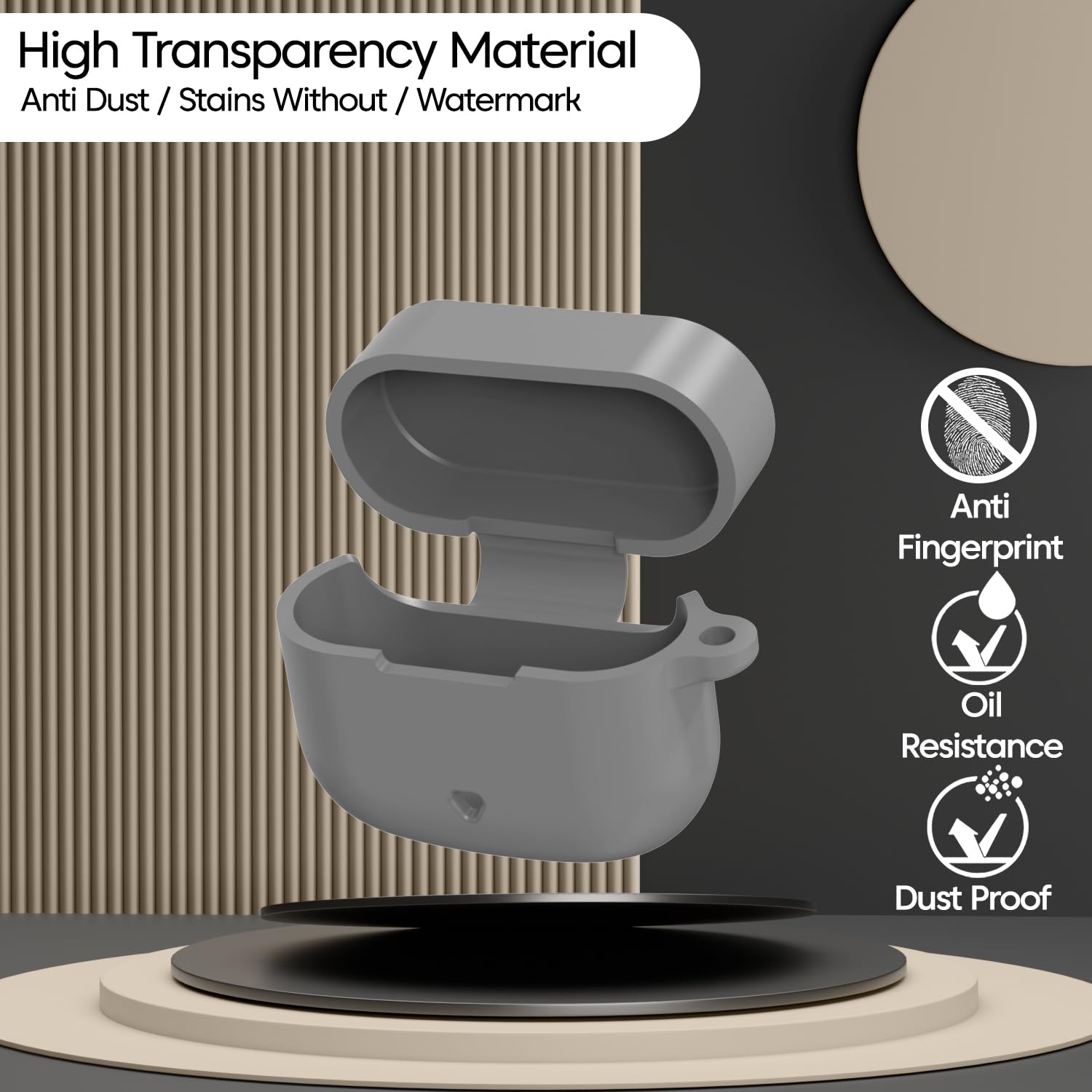 Sounce Silicone Case Cover for Boat Airdopes 91 Prime, Soft Protective Shockproof Shell with Anti-Loss Keychain Clip, Dustproof and Scratch-Resistant Design, Secure Fit with Protection – Grey