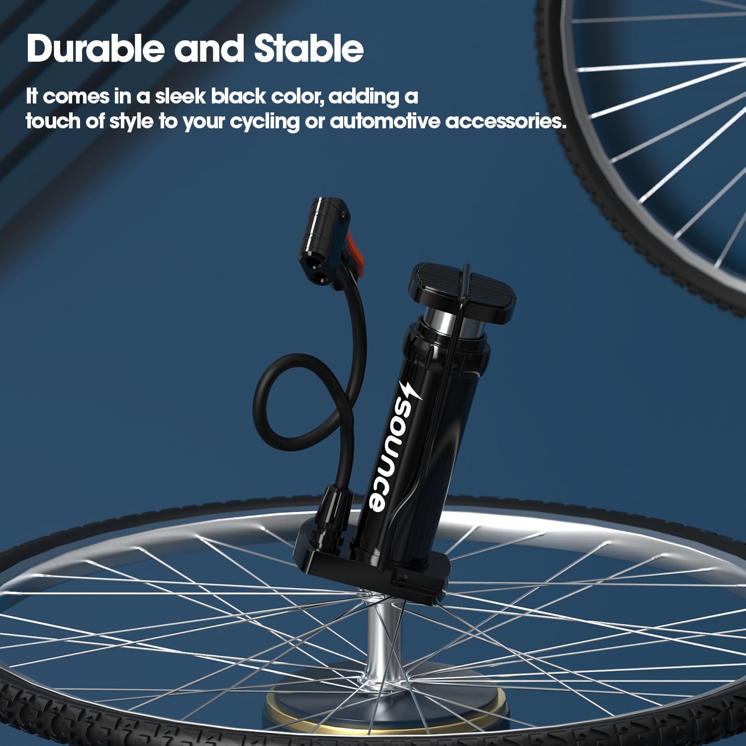 Sounce Portable High Pressure Foot Air Pump Heavy Compressor Cylinder with Gauge Floor for Bicycle, Car and Motorbike for Football Cycle Pumps for Bicycle for Tubeless
