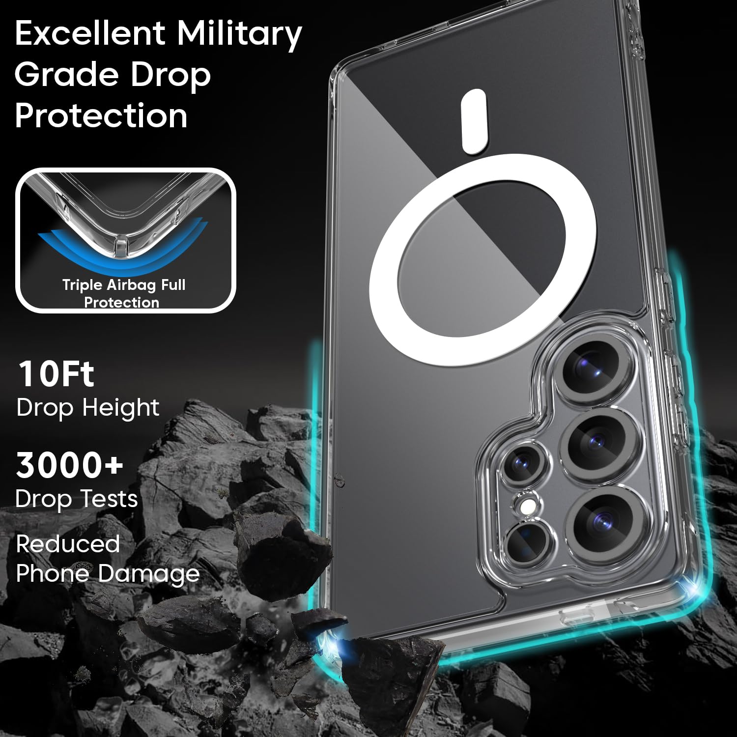 Sounce Samsung Galaxy S25 Ultra Case, Compatible with MagSafe, Magnetic Case for Samsung Galaxy S25 Ultra, Military-Grade Protection, TPU, Classic Hybrid Case (HaloLock), Clear