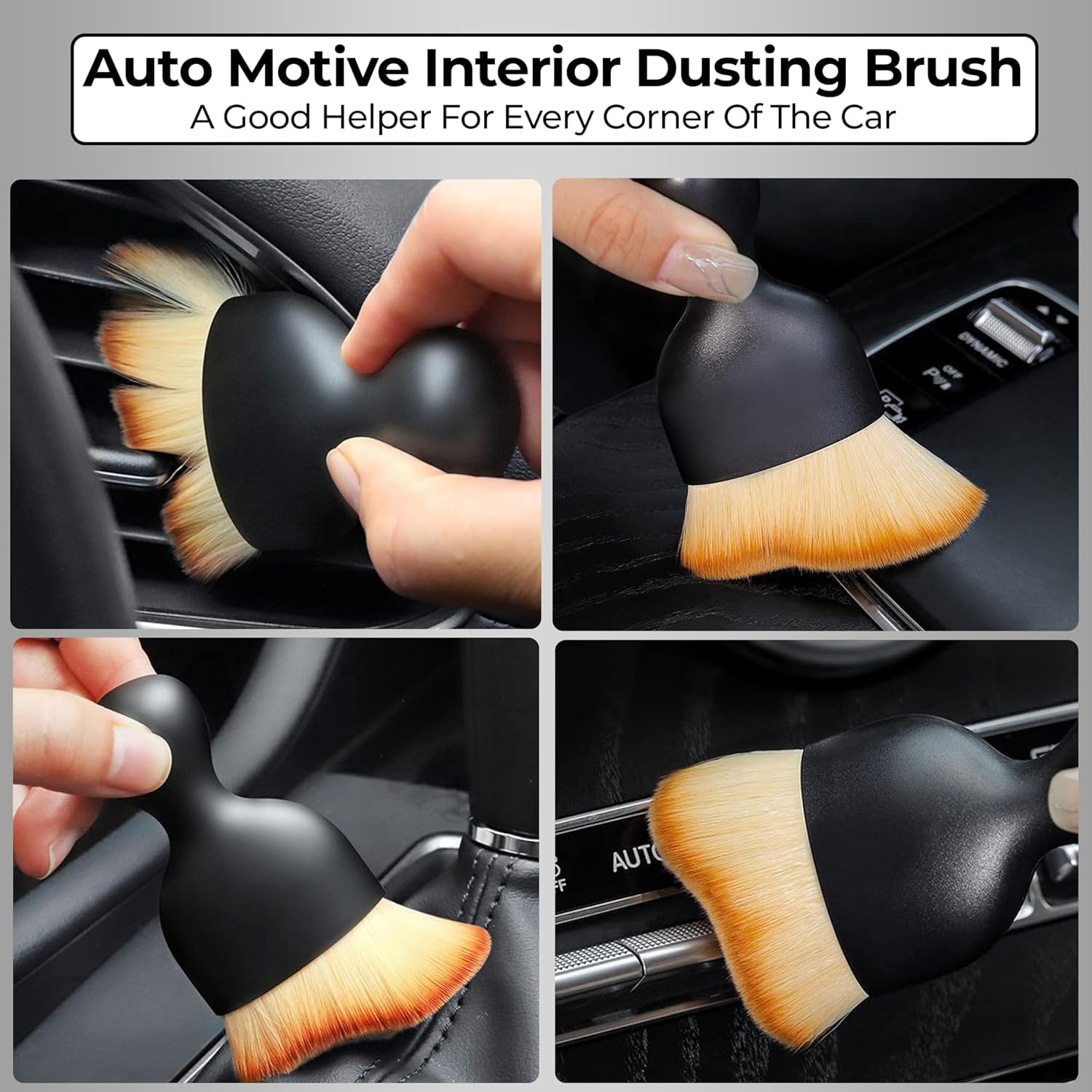 Sounce Car Interior Cleaning Brush Combo | 2 Pcs Pack | AC Vent Brush | Scratch Free Car Duster | Multifunctional Car Brush for Cleaning Car Interior, PC, Laptop, Keyboard