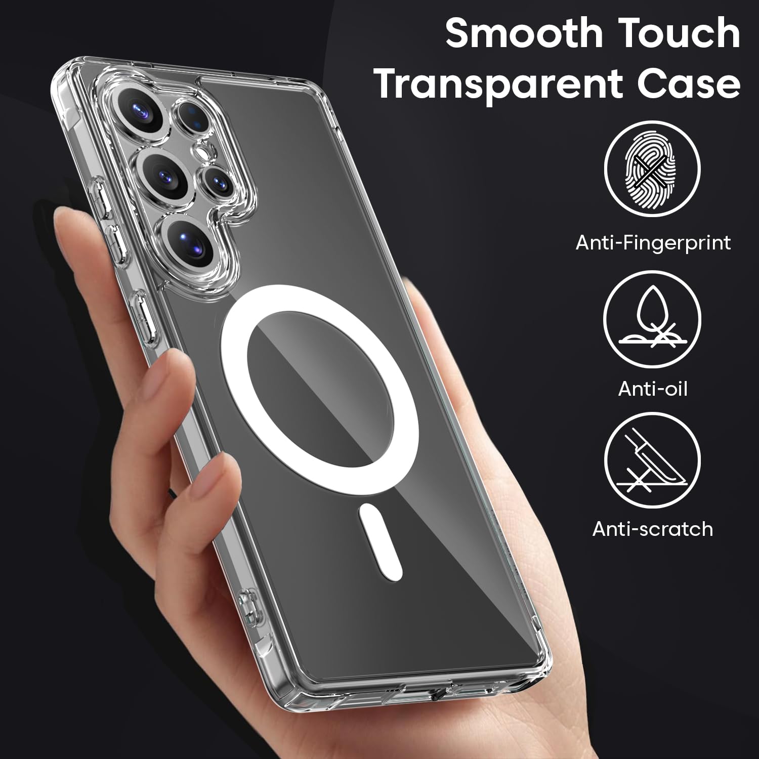 Sounce Samsung Galaxy S25 Ultra Case, Compatible with MagSafe, Magnetic Case for Samsung Galaxy S25 Ultra, Military-Grade Protection, TPU, Classic Hybrid Case (HaloLock), Clear