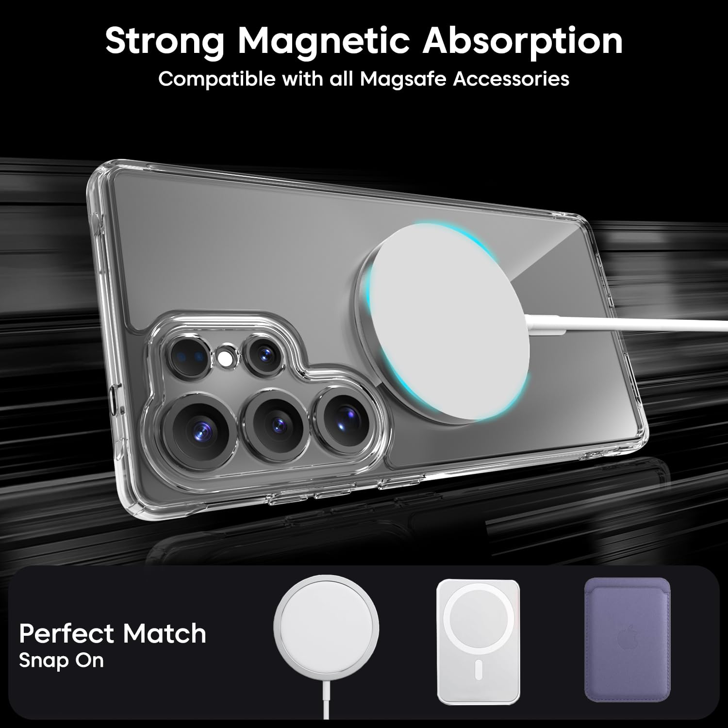 Sounce Samsung Galaxy S25 Ultra Case, Compatible with MagSafe, Magnetic Case for Samsung Galaxy S25 Ultra, Military-Grade Protection, TPU, Classic Hybrid Case (HaloLock), Clear