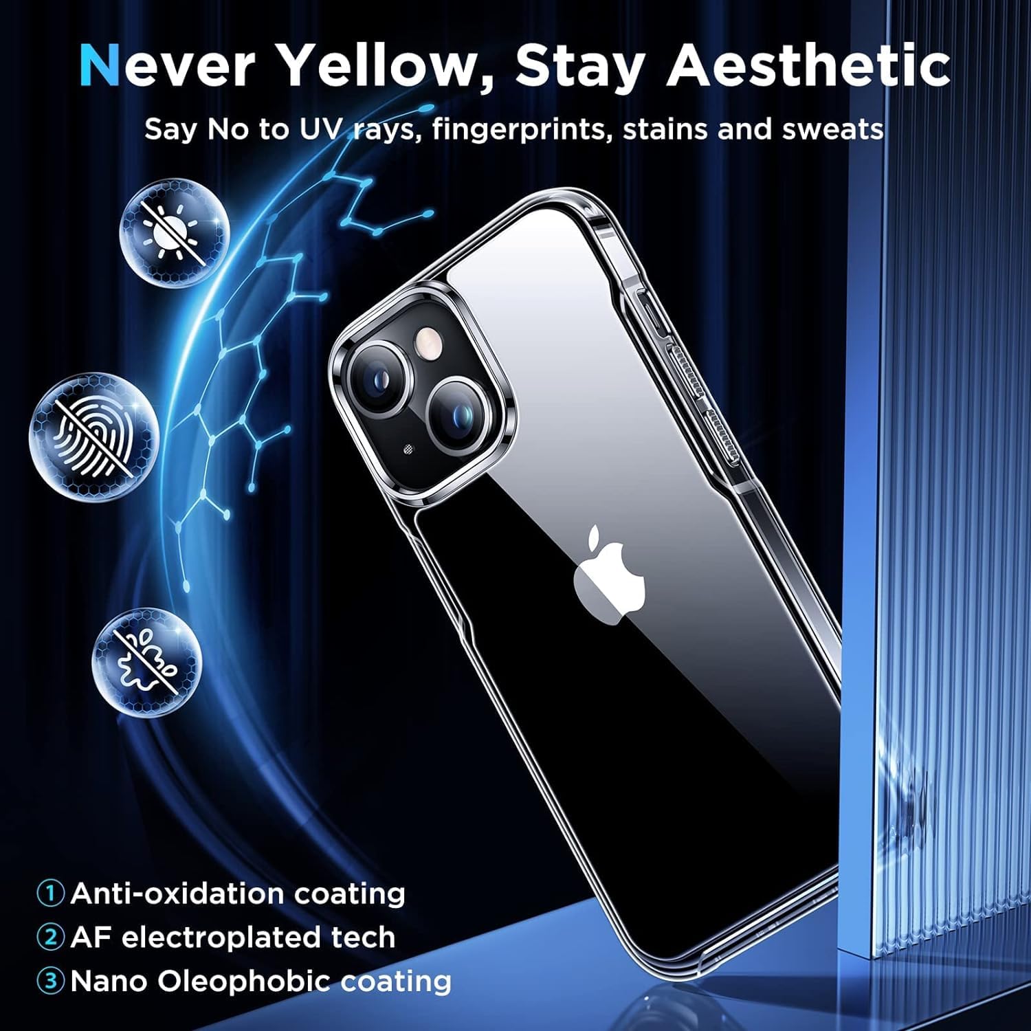 Sounce Shockproof Transparent Hard Back Cover Scratch Resistant Case Premium Clarity Armor Sleek Design Shield with Polycarbonate Protection for iPhone 14[Crystal Transparent]