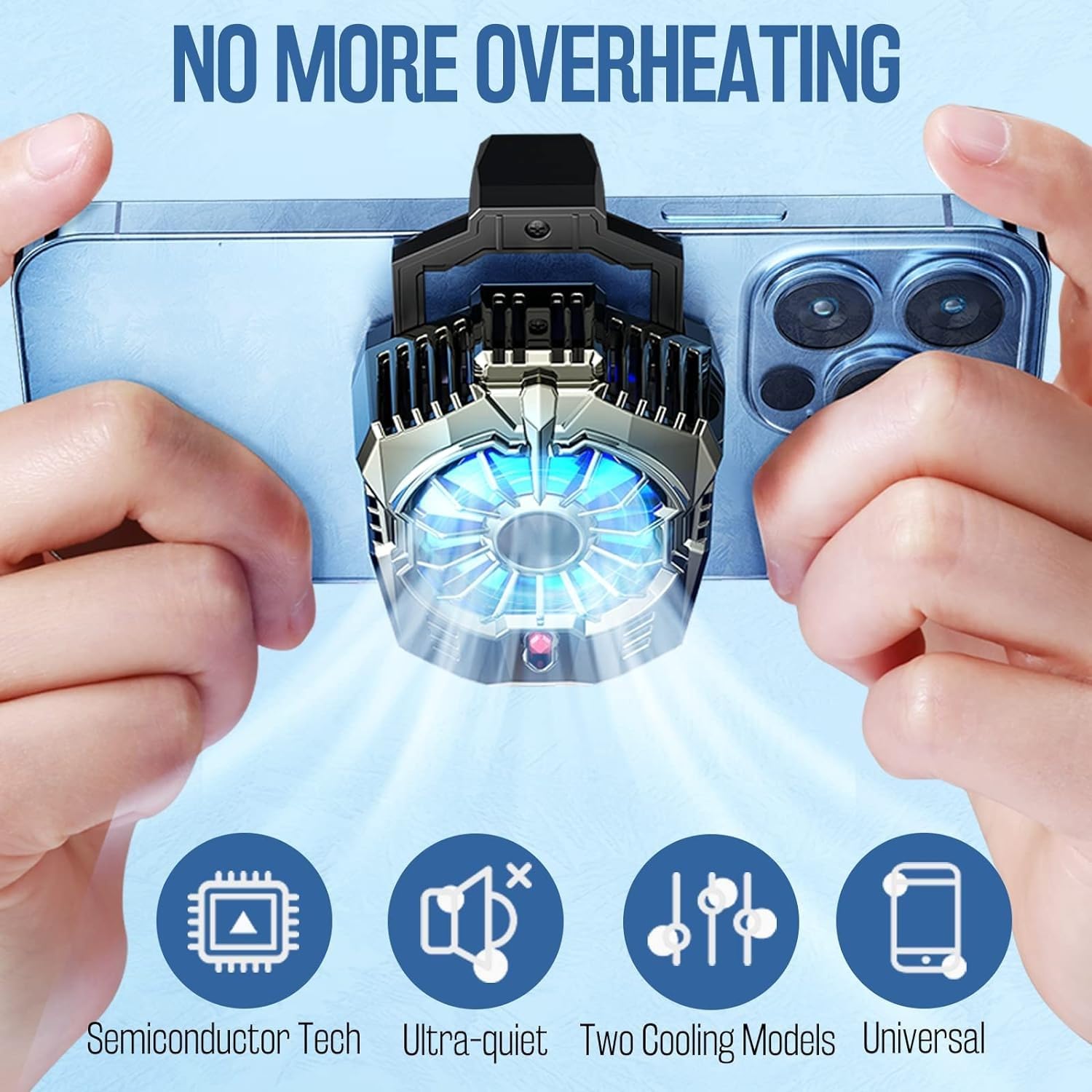 Sounce RGB Phone Cooler Fan – Dual-Speed Gaming Radiator with Semiconductor Cooling for Android & iPhone