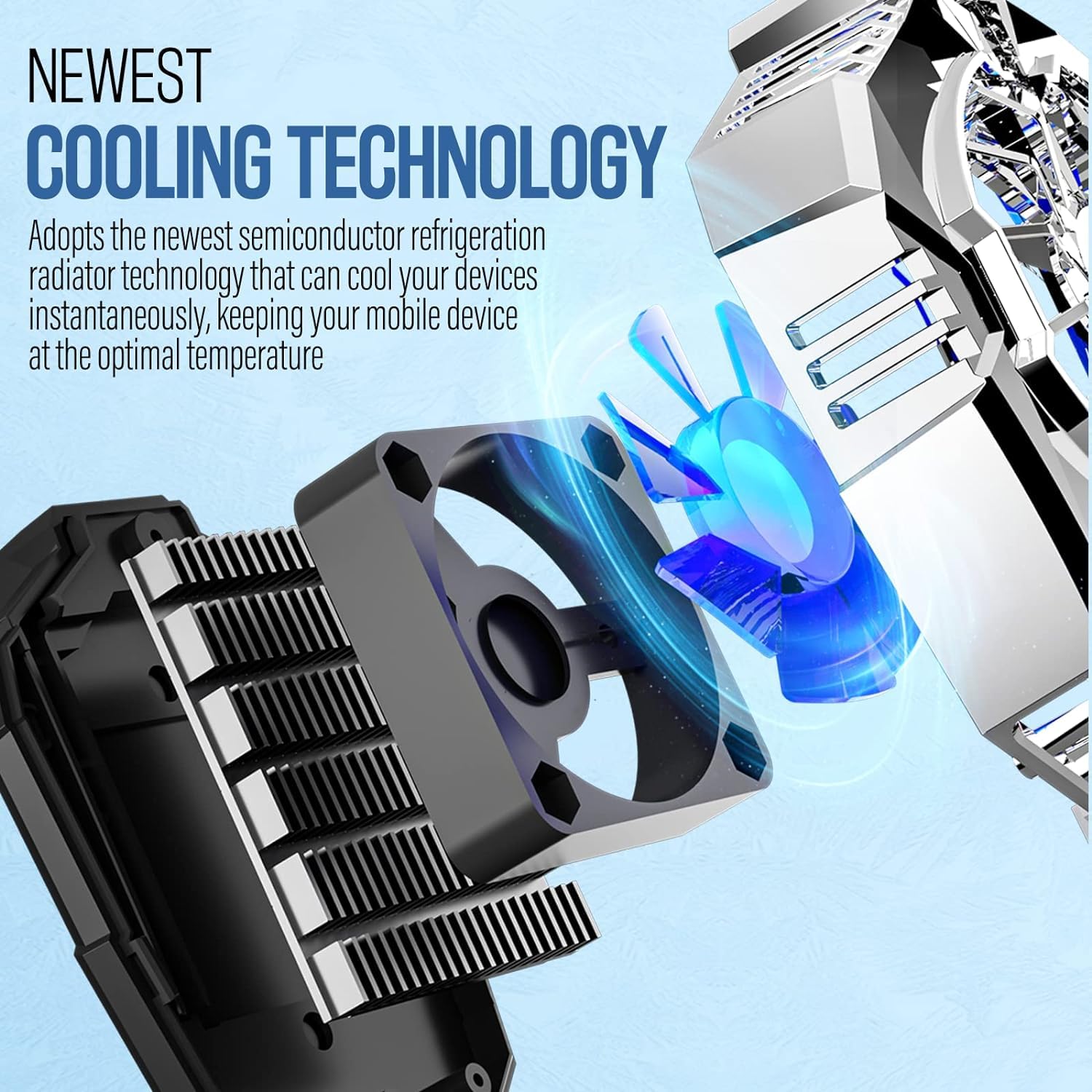 Sounce RGB Phone Cooler Fan – Dual-Speed Gaming Radiator with Semiconductor Cooling for Android & iPhone