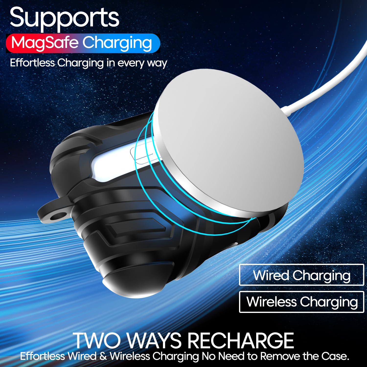 Sounce Rugged AirPod Cover Case for AirPods 4th Generation (2024) with Active Noise Cancellation – Full Body Shockproof Protection + 3-in-1 Cleaning Kit