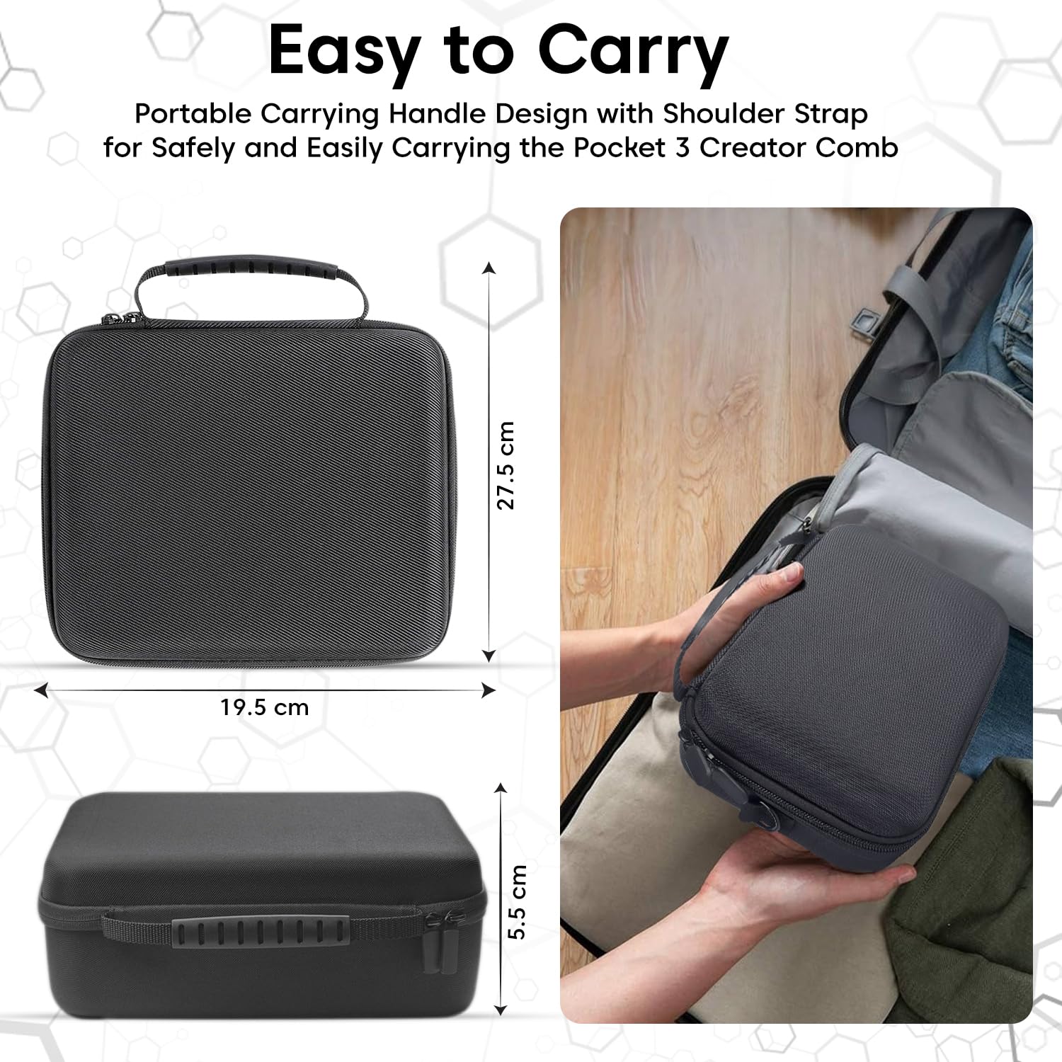 Sounce Action 3 Carrying Case for DJI OSMO Action 3/Action 4/5Pro Camera, Hard Shell Bag Storage Bag with Shoulder Strap Travel Case for DJI OSMO Action 3/4/5pro Camera