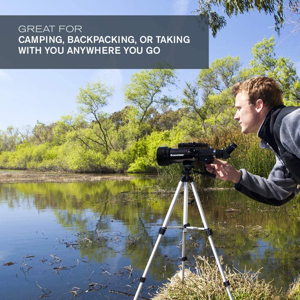 Celes-tron 21035-ADS Travel Scope 70 Refractor Telescope Kit with Backpack – Amazon Exclusive with 4mm Eyepiece & 3X Barlow Lens – Black