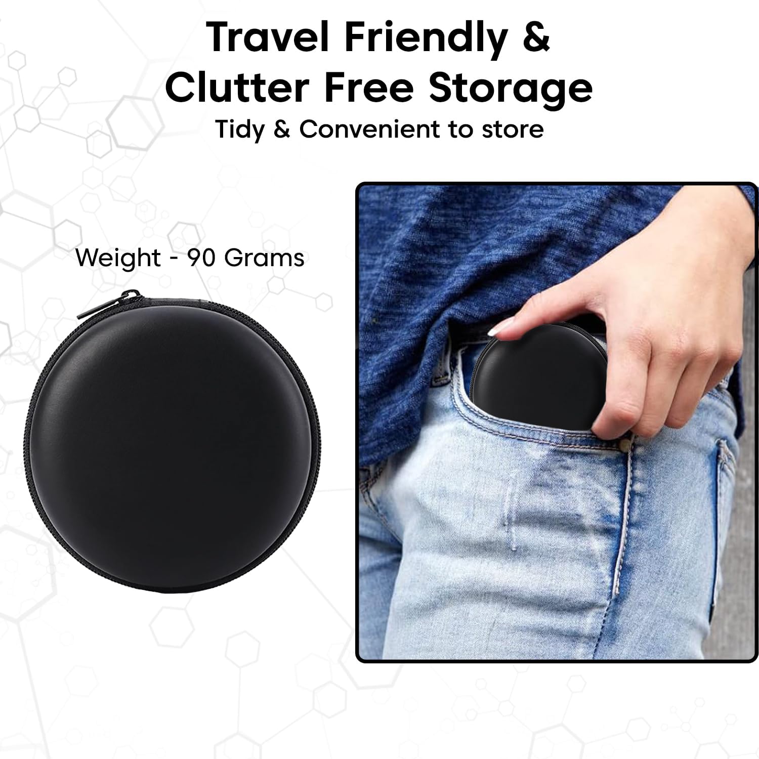 Sounce Multi-Functional Portable Hard Shell Carrying Case for Earphones, Headsets, Pen Drives, SD Cards & Mobile Accessories – Compact Travel Storage Pouch with Shockproof Protection – Black