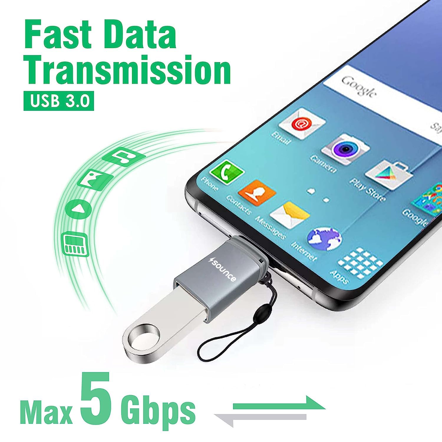 Sounce USB Type C Female to USB Male OTG Adapter Portable High-Speed Data Transfer, Compatible and Works with Laptops, Tablets, Smartphone, Chargers and More Devices with Standard USB A Interface