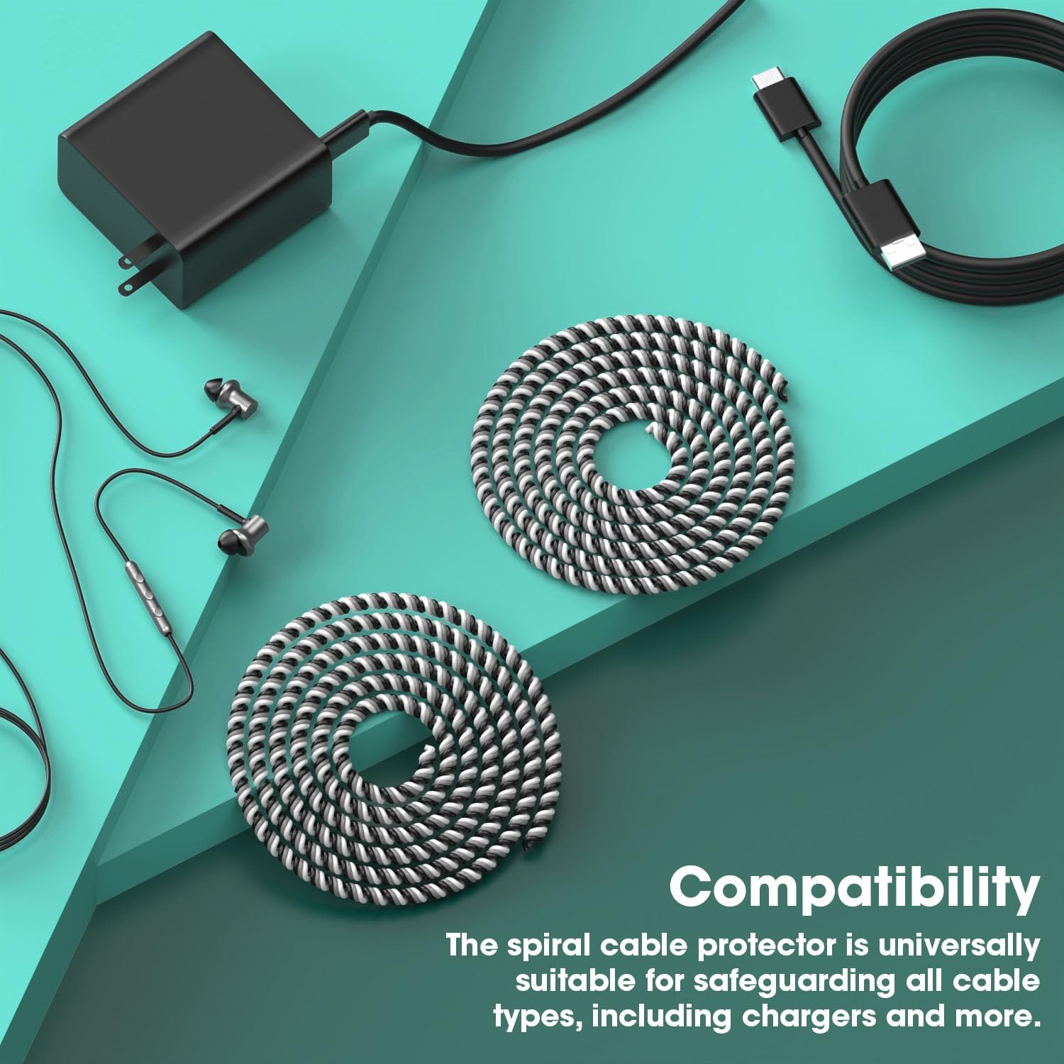 Sounce Ultimate Cable Protector | Spiral Triple Colour 1.5 Meter / 150 cm | Plastic Cord Wire Charger Winder for iPhone and Android Charging Cables (Pack of 3)