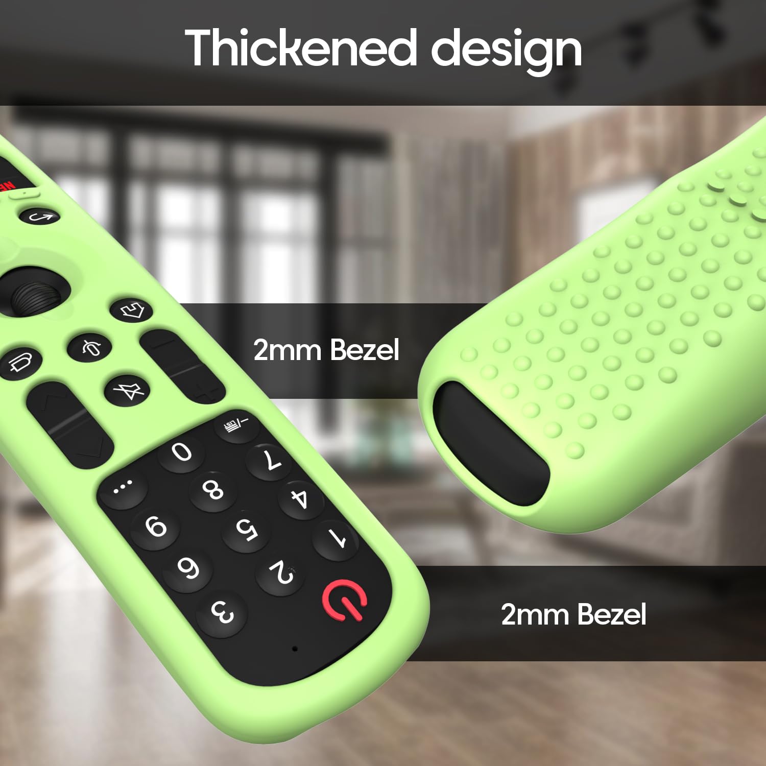 Sounce LG TV Silicone Remote Cover Compatible with LG TV Remote LG AN-MR21GA (2021) LG MR22GA (2022) LG MR23GA (2023) Magic Remote Case with Loop (Luminous Green) [Remote NOT Included]